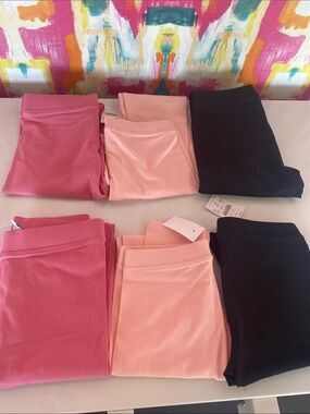 3 sets J Crew Crew Cuts knit leggings. size 12. NWT. 2 black, 2 pink, 2 blush.